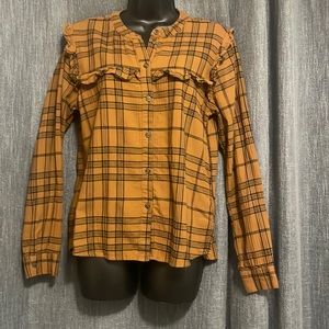 Sanctuary brown and black checkered blouse